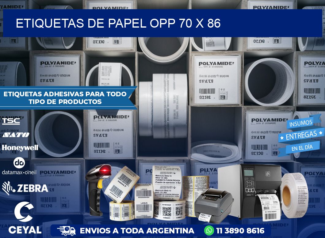 ETIQUETAS DE PAPEL OPP 70 x 86