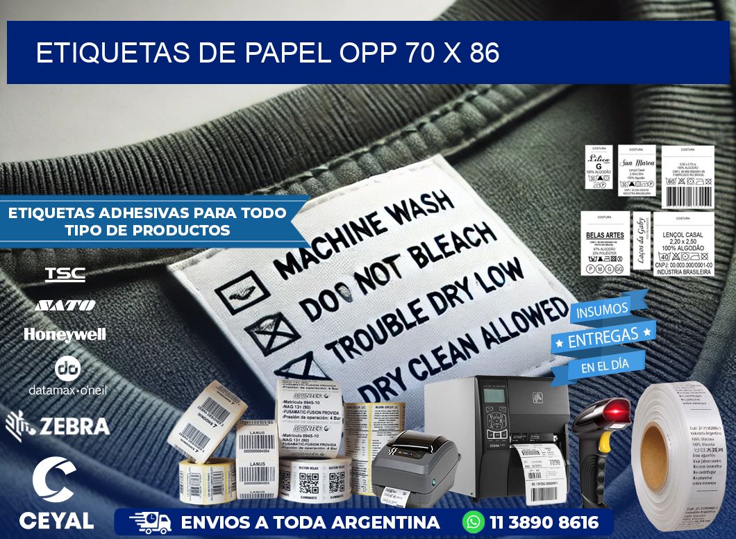 ETIQUETAS DE PAPEL OPP 70 x 86