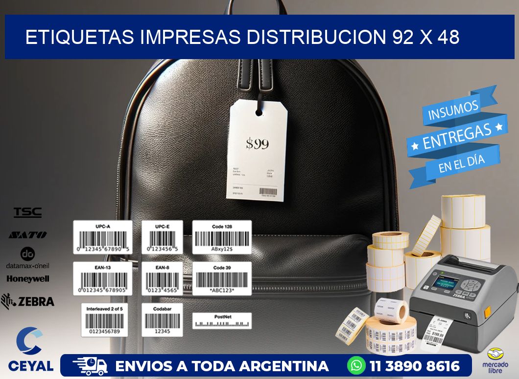 ETIQUETAS IMPRESAS DISTRIBUCION 92 x 48