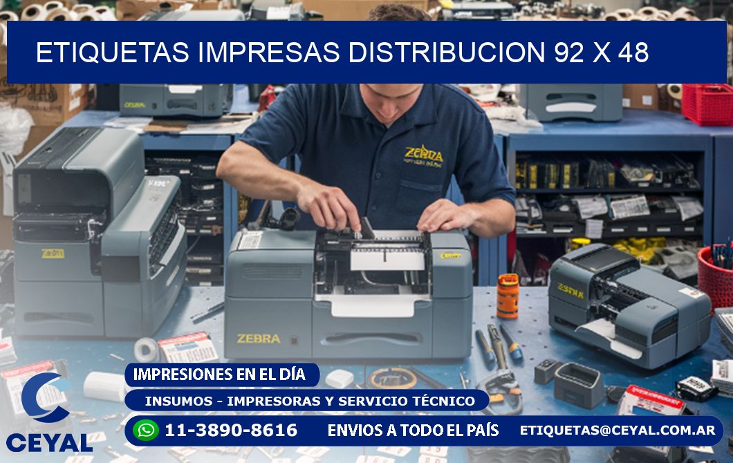 ETIQUETAS IMPRESAS DISTRIBUCION 92 x 48