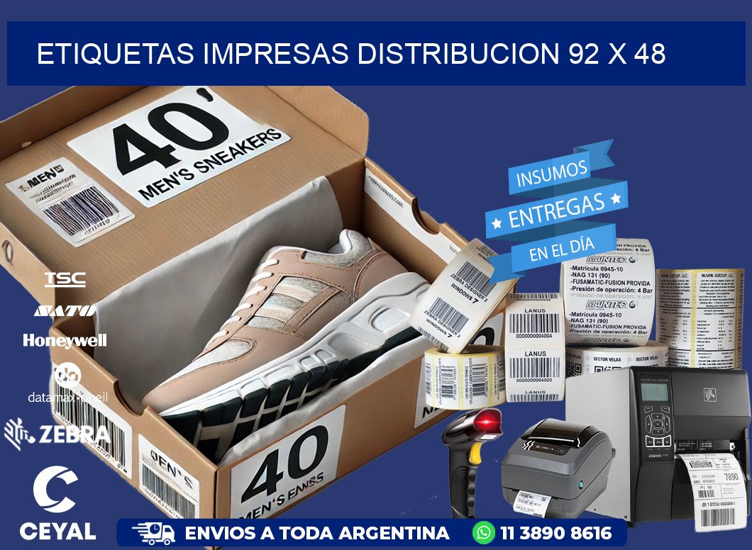 ETIQUETAS IMPRESAS DISTRIBUCION 92 x 48