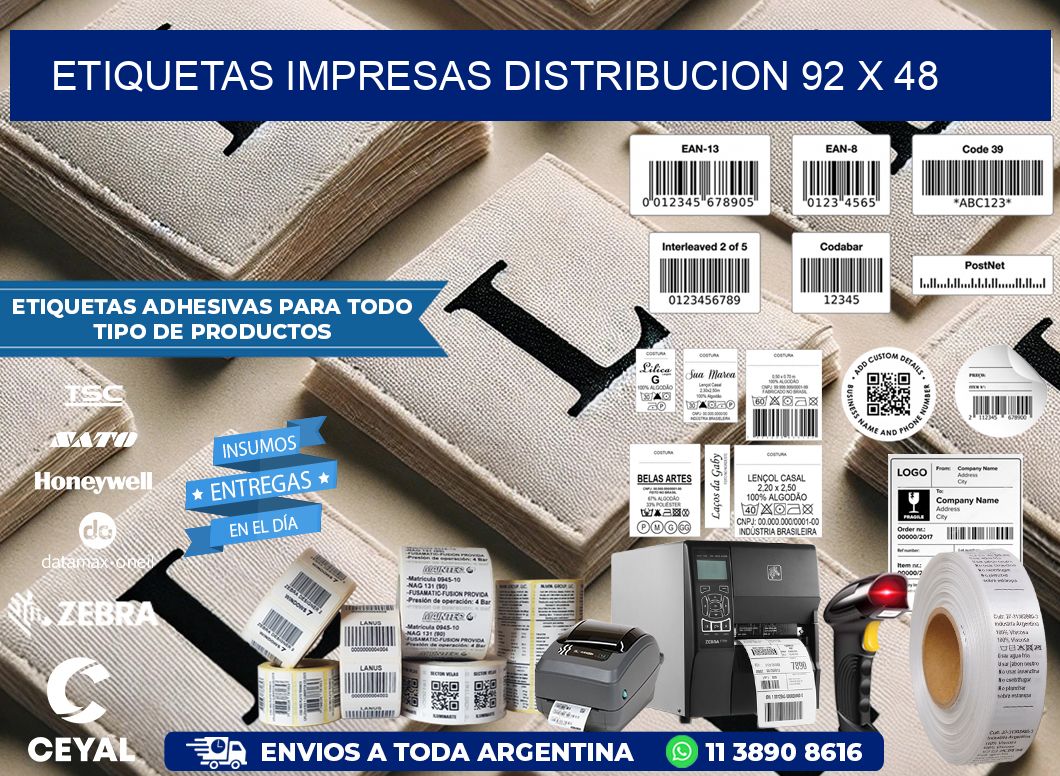ETIQUETAS IMPRESAS DISTRIBUCION 92 x 48