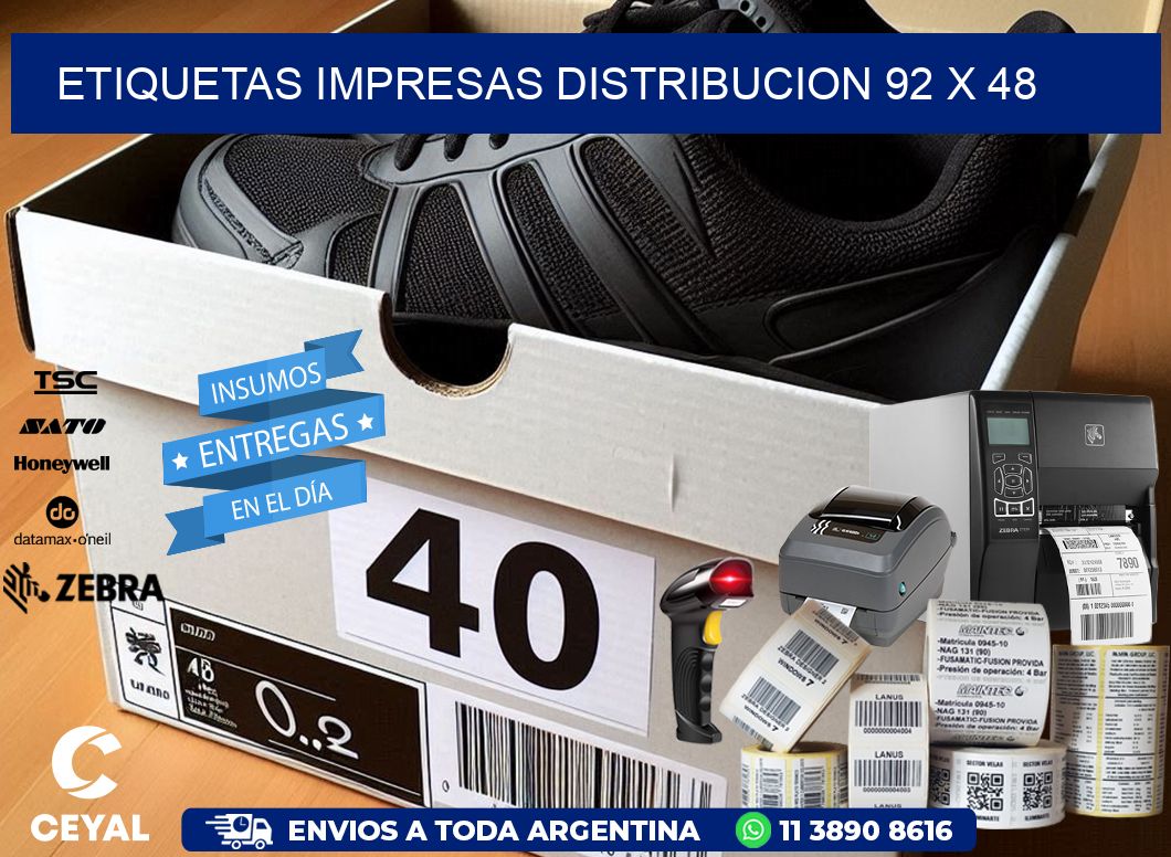 ETIQUETAS IMPRESAS DISTRIBUCION 92 x 48