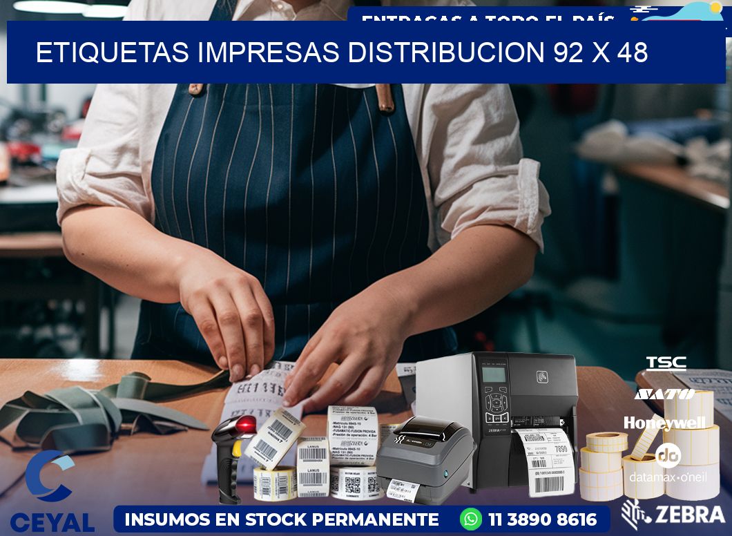 ETIQUETAS IMPRESAS DISTRIBUCION 92 x 48