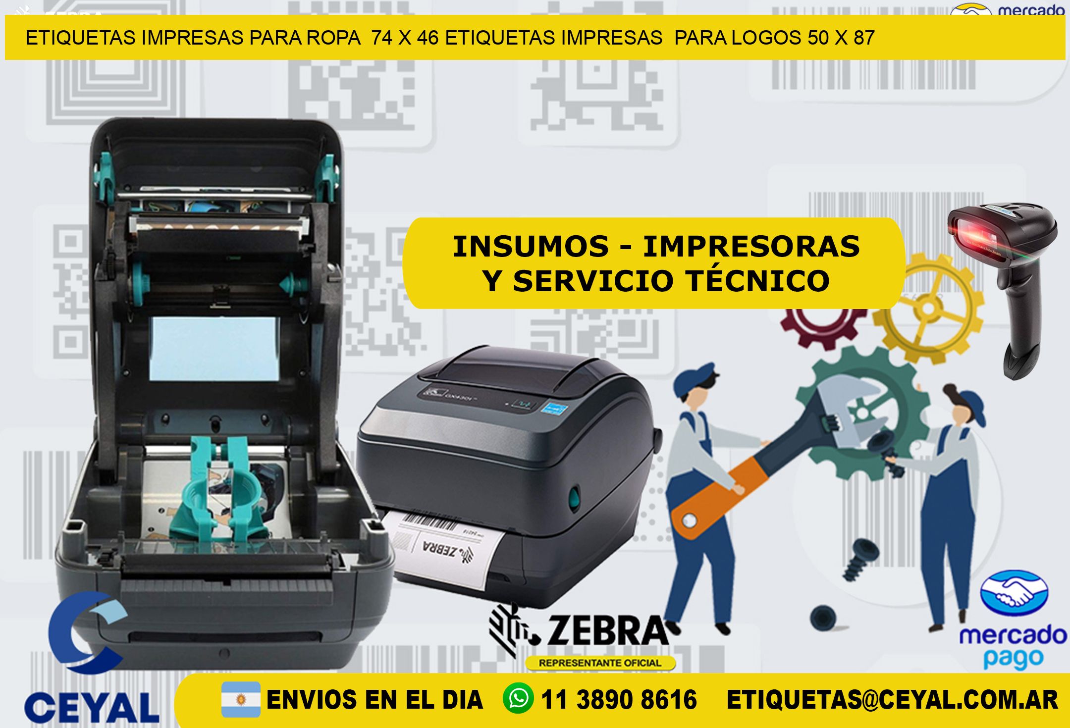 ETIQUETAS IMPRESAS PARA ROPA  74 x 46 ETIQUETAS IMPRESAS  PARA LOGOS 50 x 87