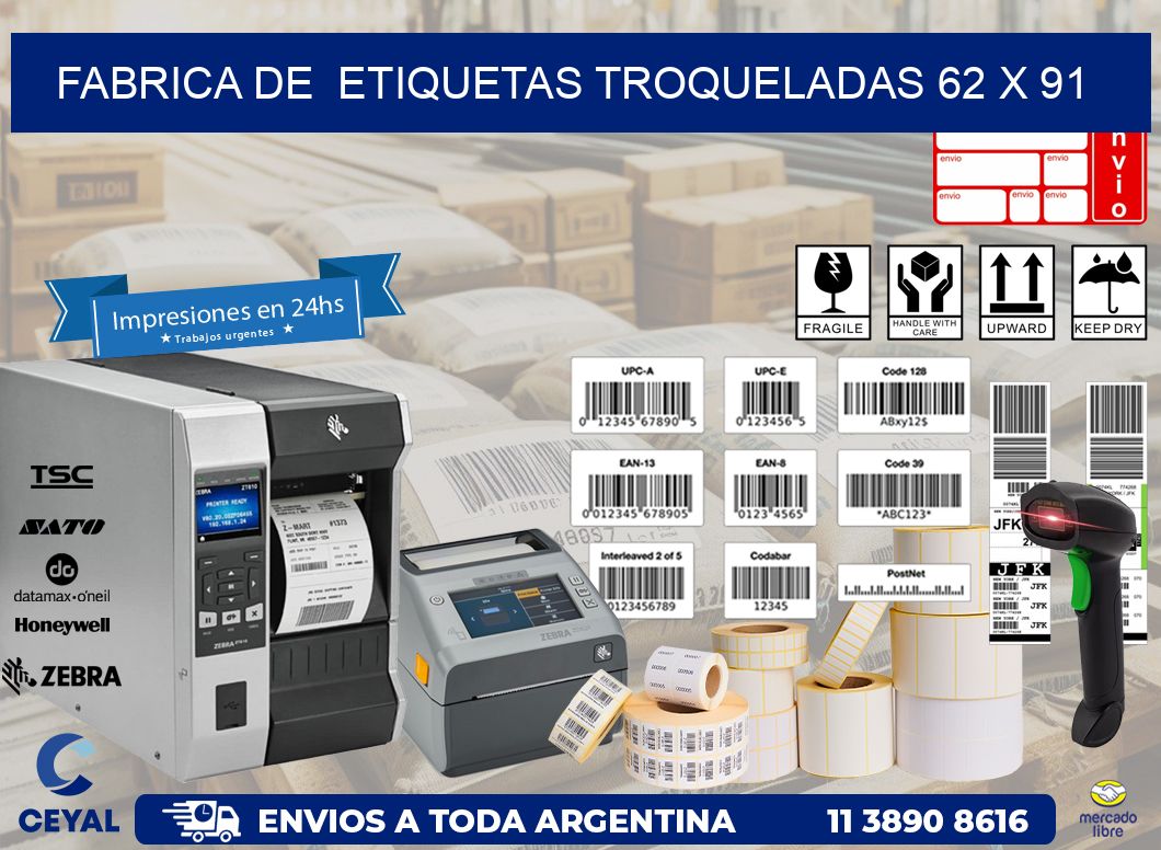 FABRICA DE  ETIQUETAS TROQUELADAS 62 x 91