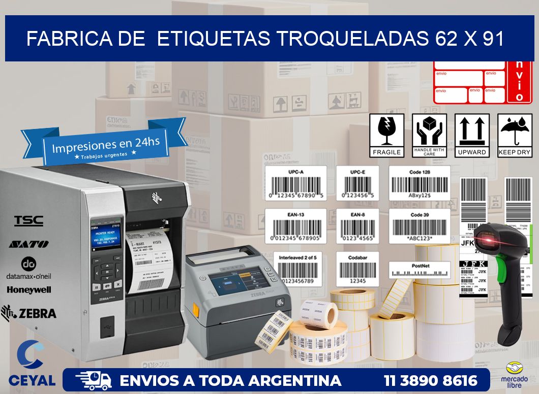 FABRICA DE  ETIQUETAS TROQUELADAS 62 x 91