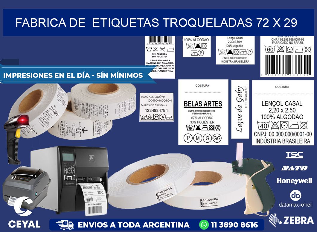 FABRICA DE  ETIQUETAS TROQUELADAS 72 x 29