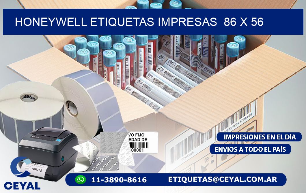 HONEYWELL ETIQUETAS IMPRESAS  86 x 56