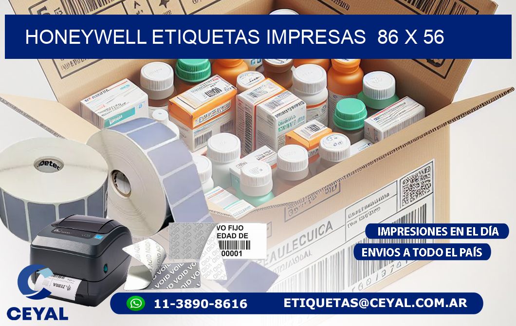HONEYWELL ETIQUETAS IMPRESAS  86 x 56