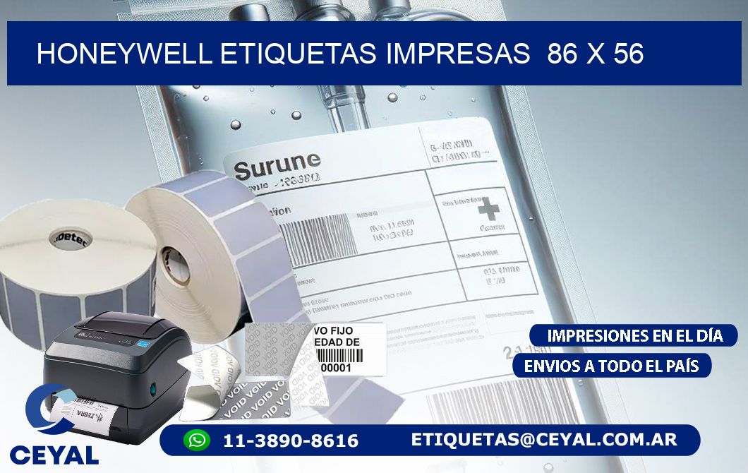HONEYWELL ETIQUETAS IMPRESAS  86 x 56