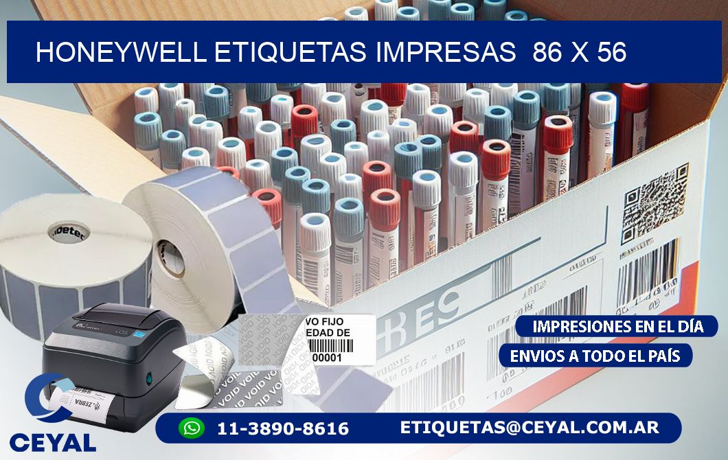 HONEYWELL ETIQUETAS IMPRESAS  86 x 56