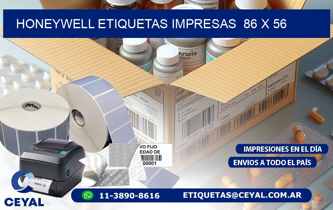 HONEYWELL ETIQUETAS IMPRESAS  86 x 56