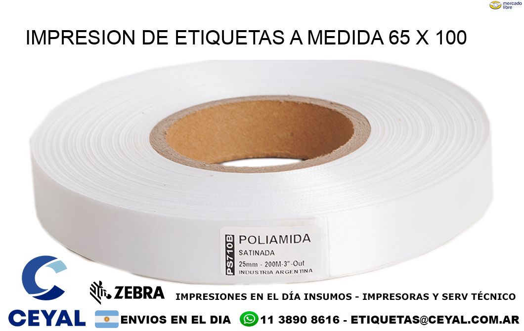 IMPRESION DE ETIQUETAS A MEDIDA 65 x 100