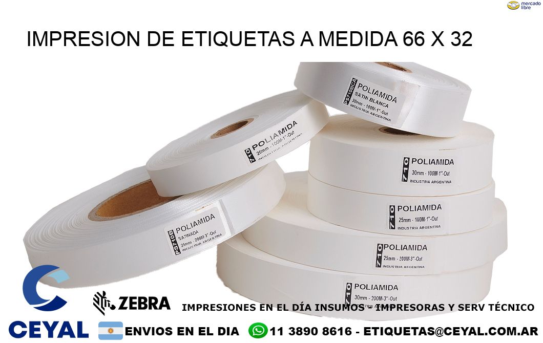 IMPRESION DE ETIQUETAS A MEDIDA 66 x 32