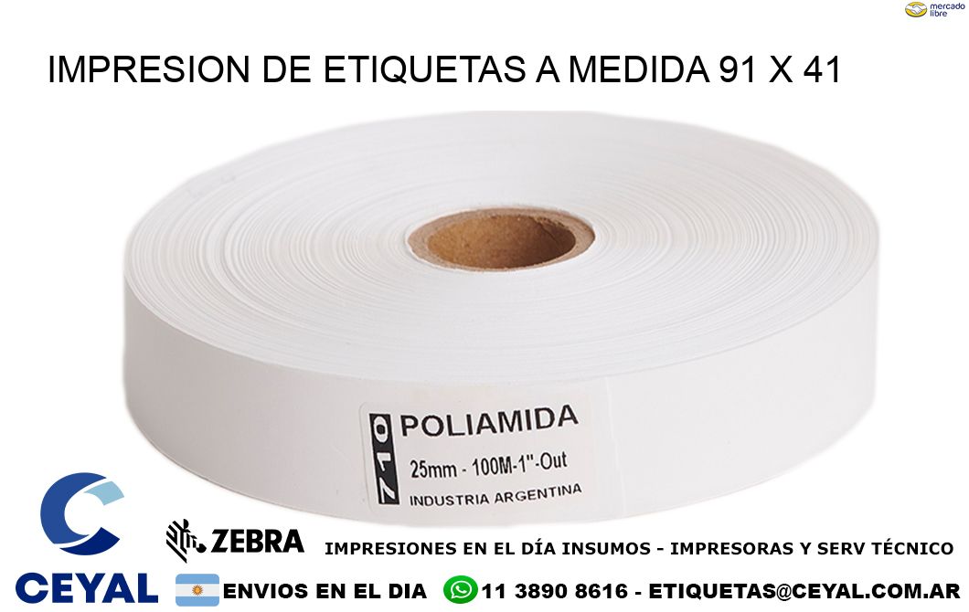 IMPRESION DE ETIQUETAS A MEDIDA 91 x 41