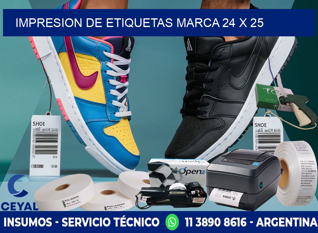 IMPRESION DE ETIQUETAS MARCA 24 x 25