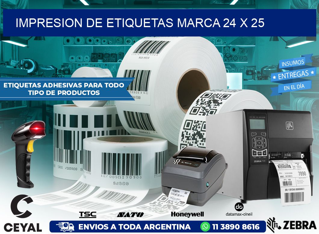 IMPRESION DE ETIQUETAS MARCA 24 x 25