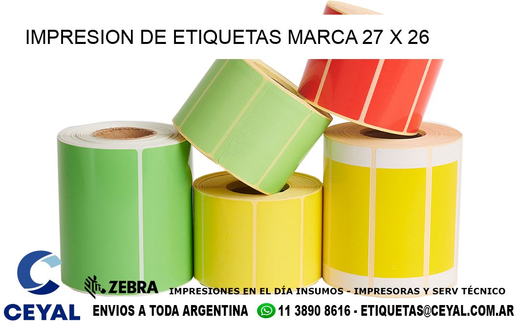 IMPRESION DE ETIQUETAS MARCA 27 x 26
