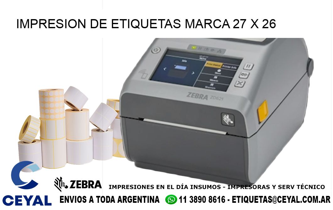 IMPRESION DE ETIQUETAS MARCA 27 x 26