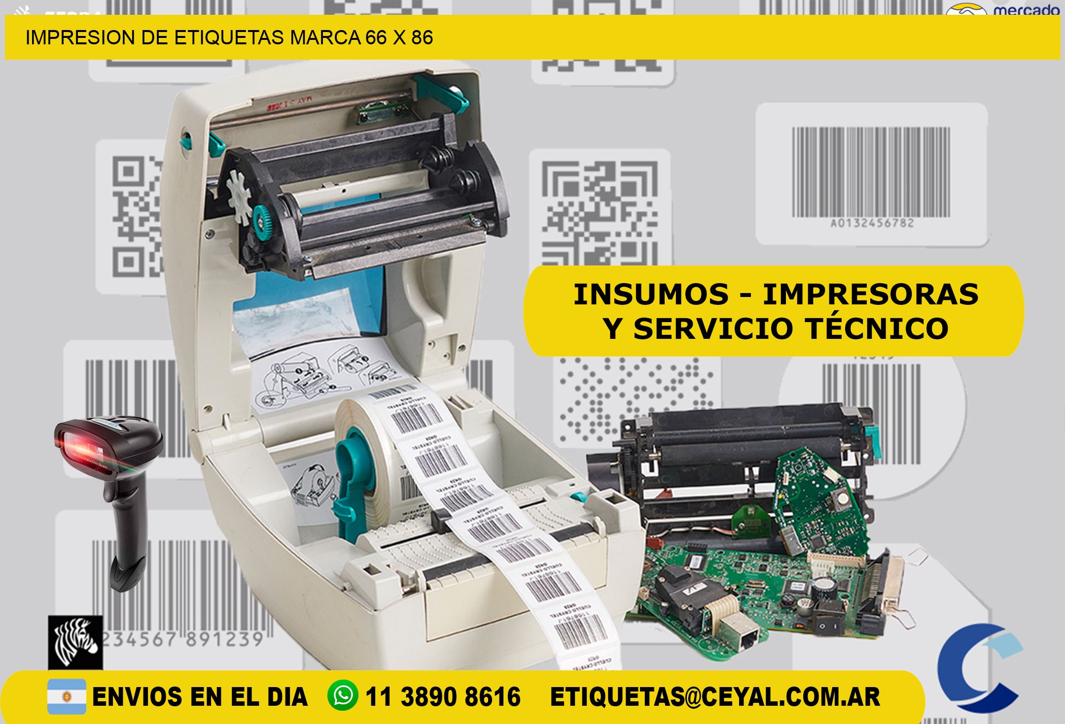 IMPRESION DE ETIQUETAS MARCA 66 x 86