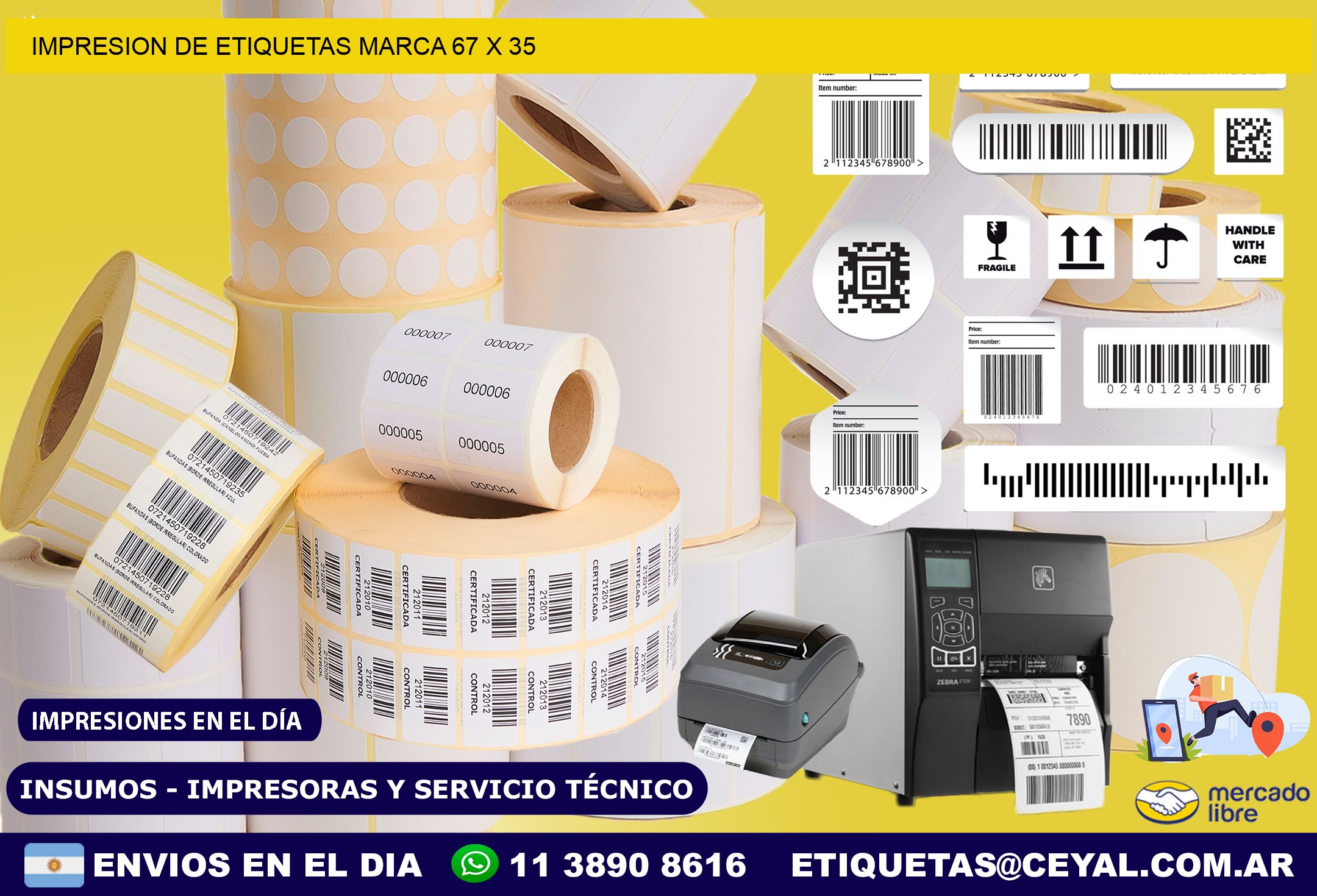 IMPRESION DE ETIQUETAS MARCA 67 x 35