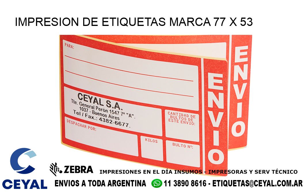 IMPRESION DE ETIQUETAS MARCA 77 x 53