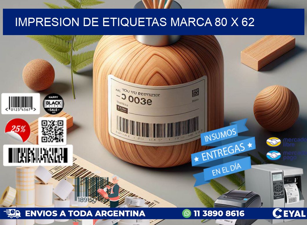 IMPRESION DE ETIQUETAS MARCA 80 x 62