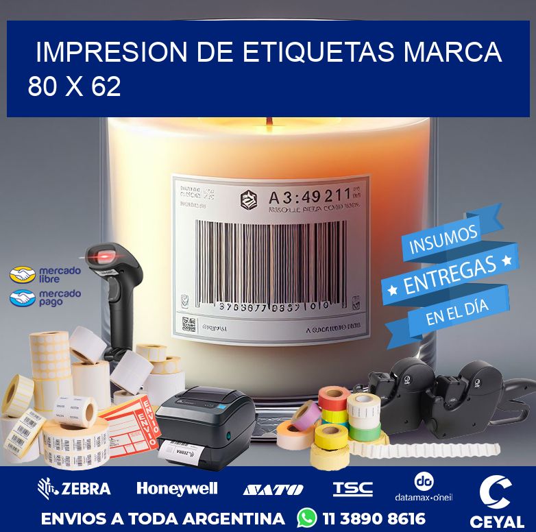 IMPRESION DE ETIQUETAS MARCA 80 x 62