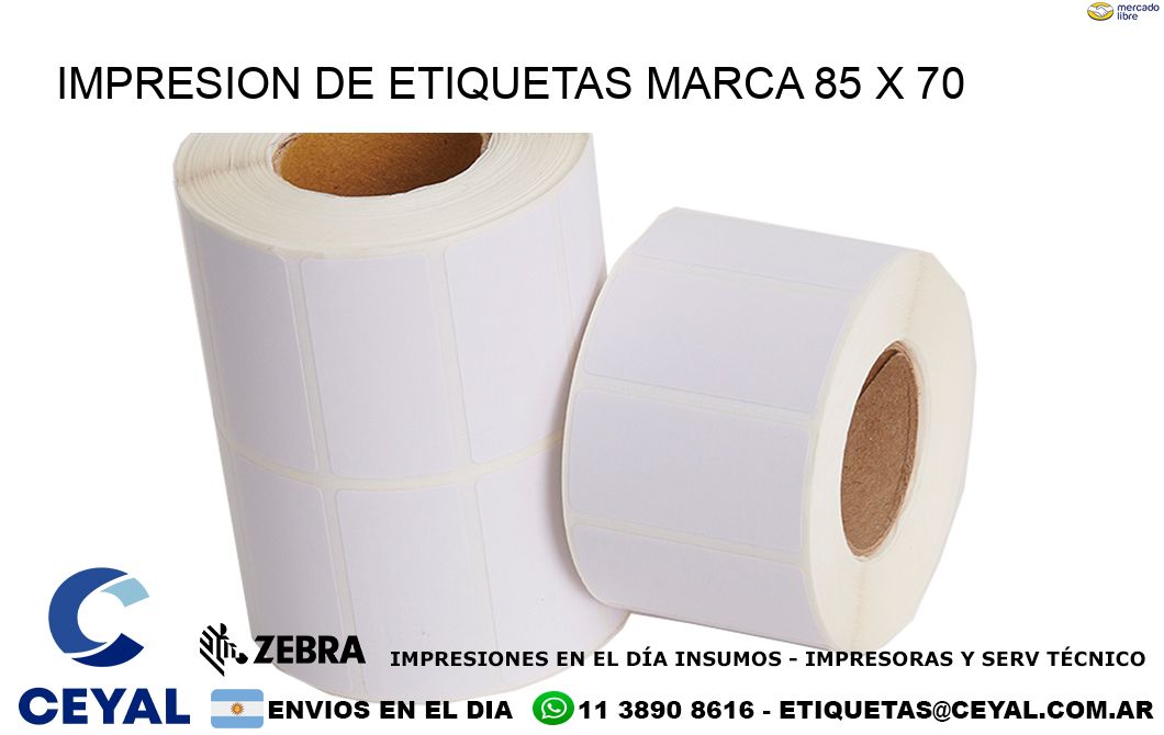 IMPRESION DE ETIQUETAS MARCA 85 x 70
