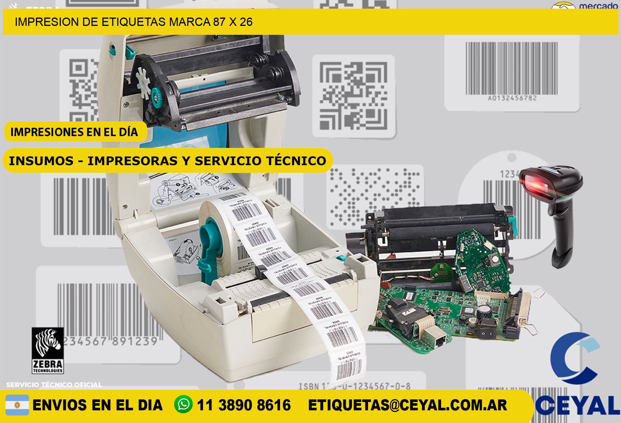 IMPRESION DE ETIQUETAS MARCA 87 x 26
