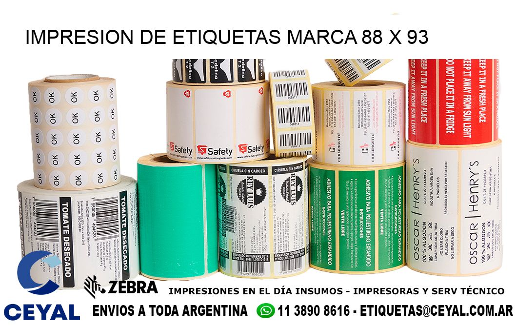 IMPRESION DE ETIQUETAS MARCA 88 x 93