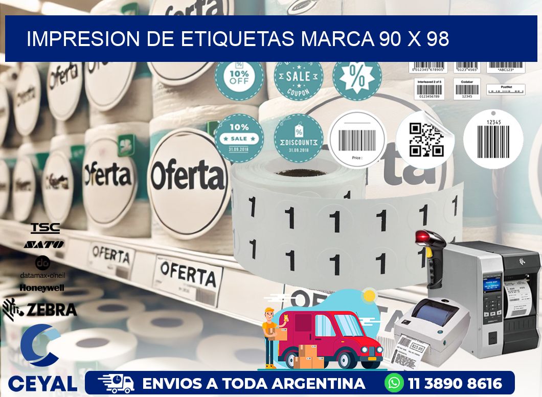 IMPRESION DE ETIQUETAS MARCA 90 x 98
