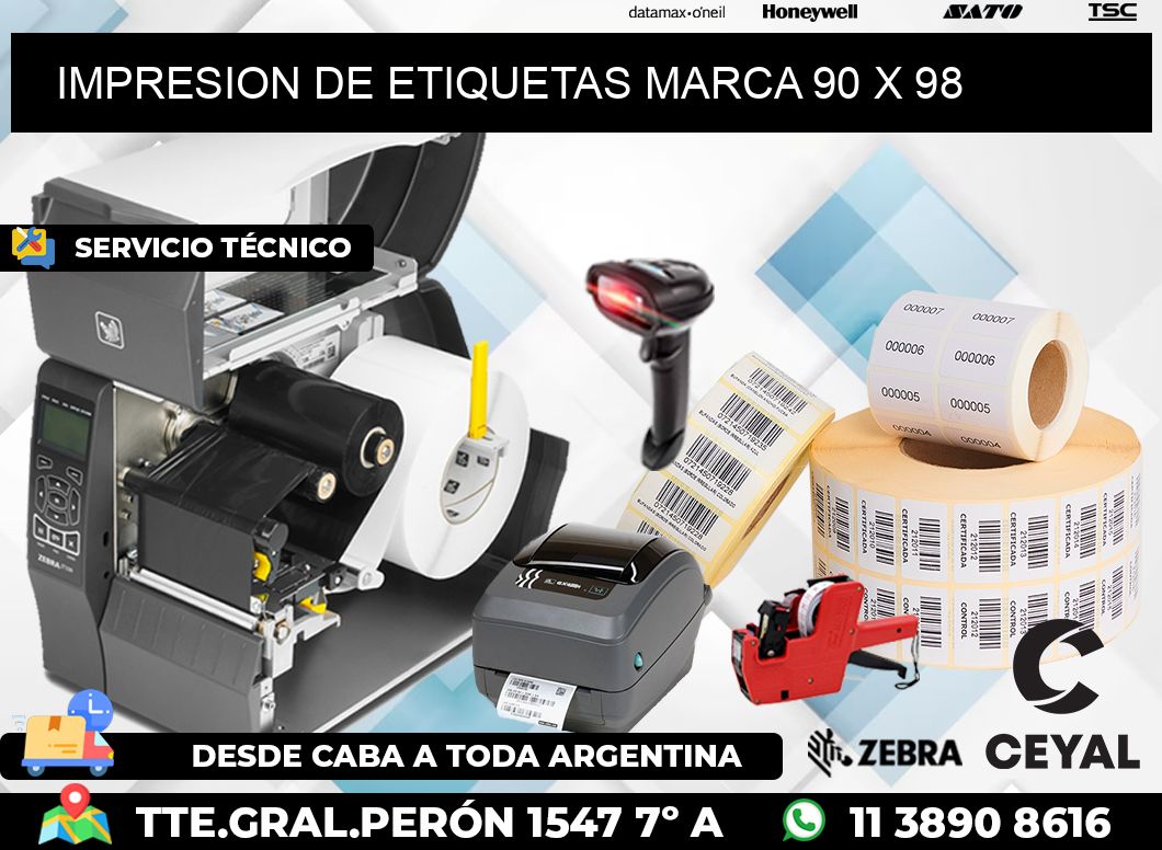 IMPRESION DE ETIQUETAS MARCA 90 x 98