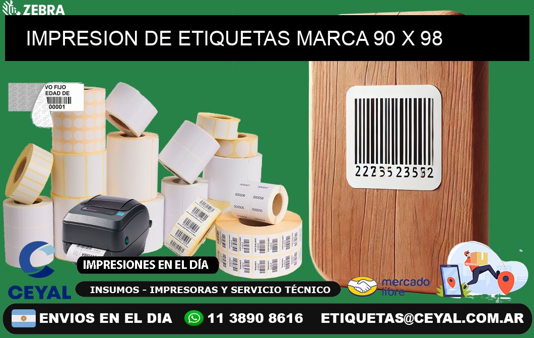 IMPRESION DE ETIQUETAS MARCA 90 x 98