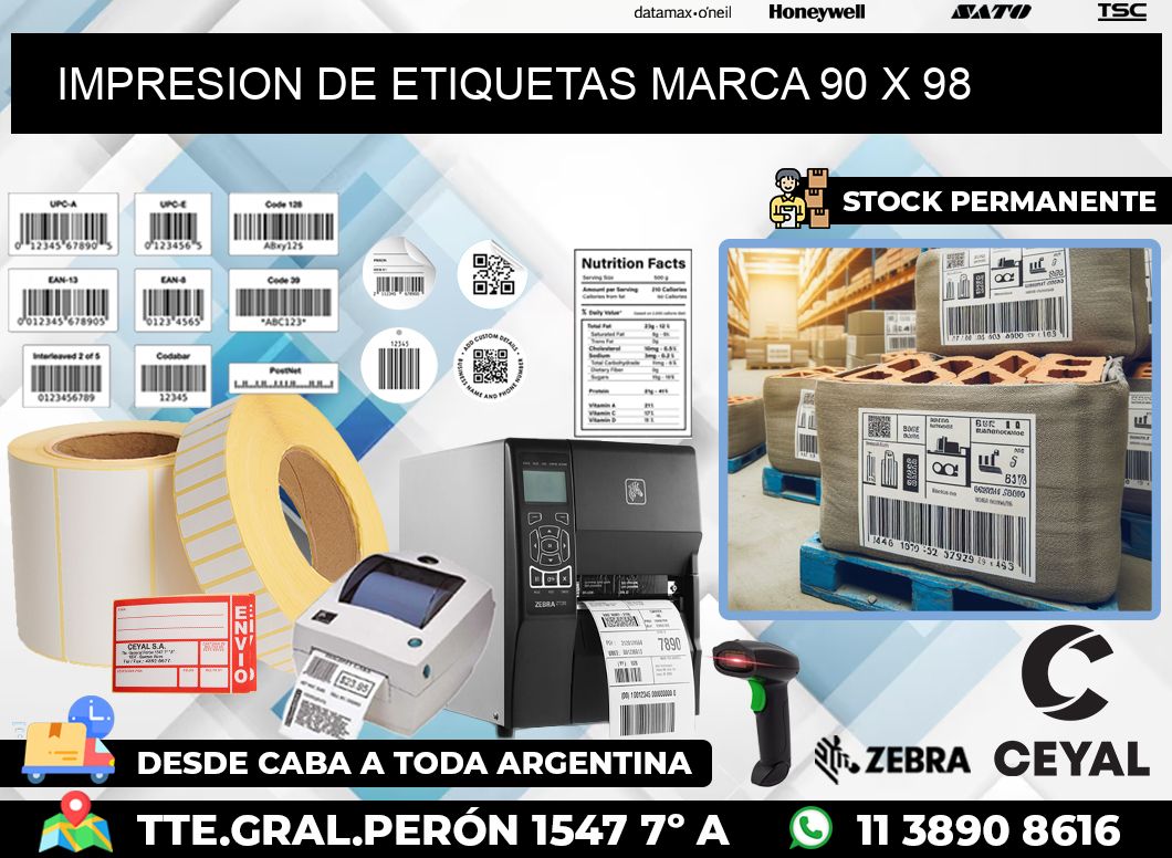 IMPRESION DE ETIQUETAS MARCA 90 x 98