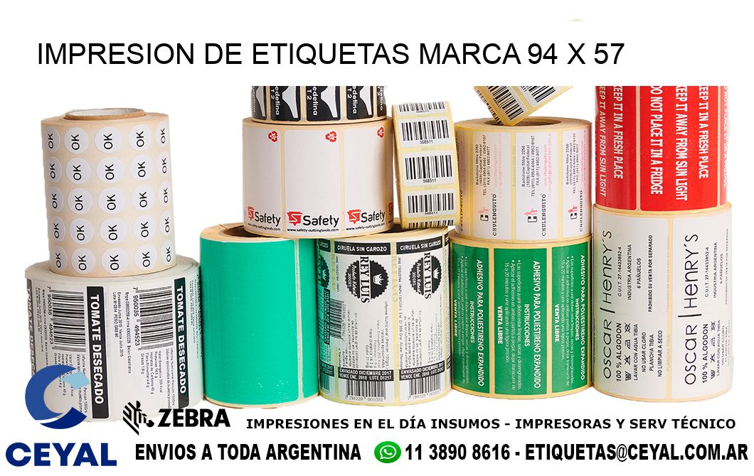 IMPRESION DE ETIQUETAS MARCA 94 x 57