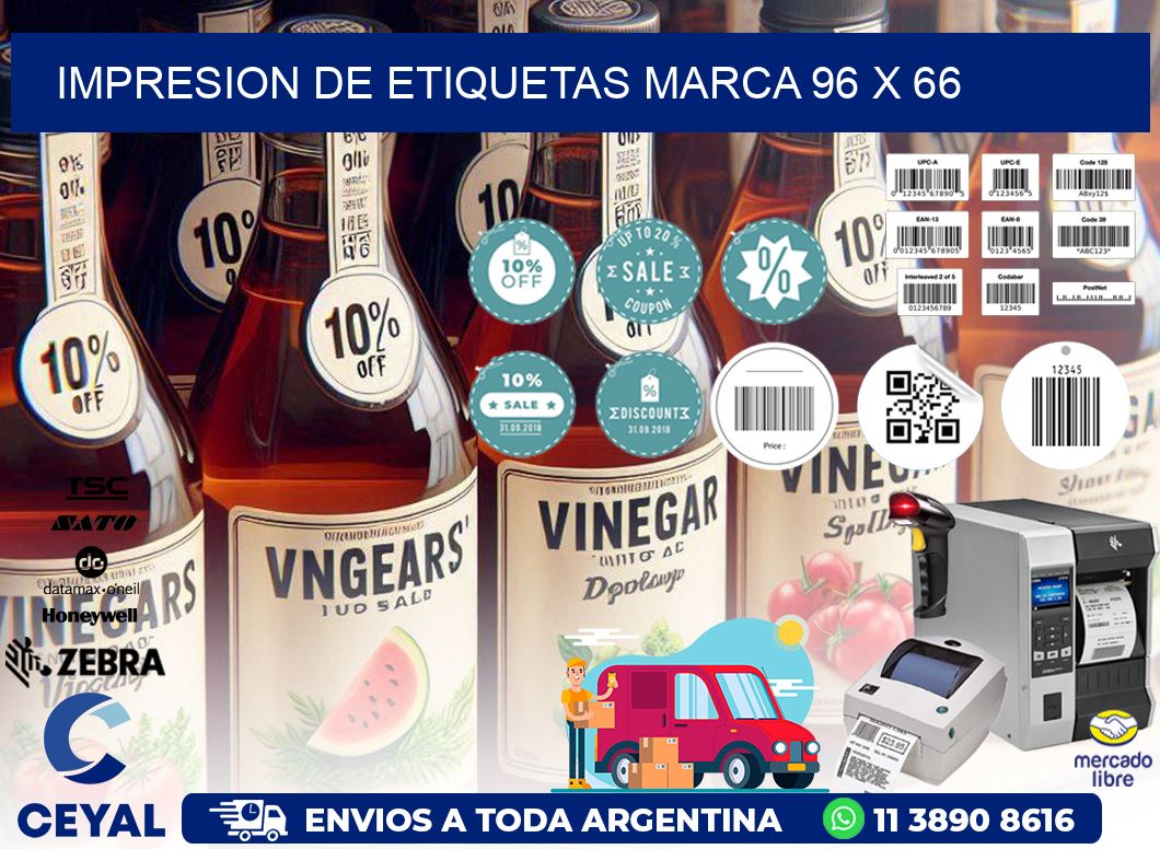 IMPRESION DE ETIQUETAS MARCA 96 x 66