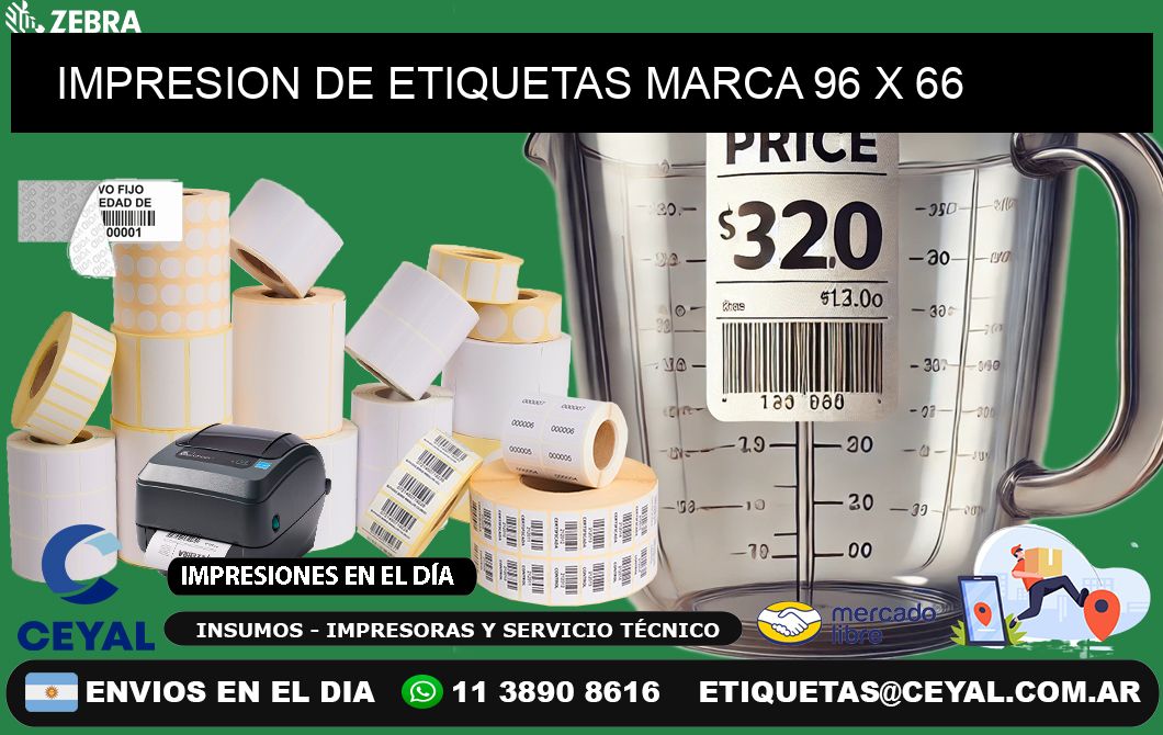 IMPRESION DE ETIQUETAS MARCA 96 x 66