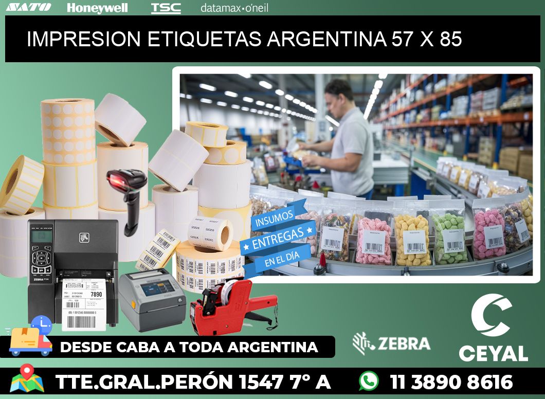 IMPRESION ETIQUETAS ARGENTINA 57 x 85
