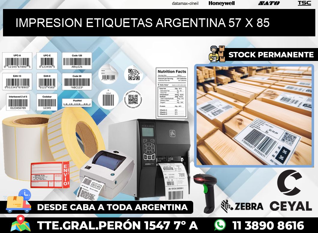 IMPRESION ETIQUETAS ARGENTINA 57 x 85