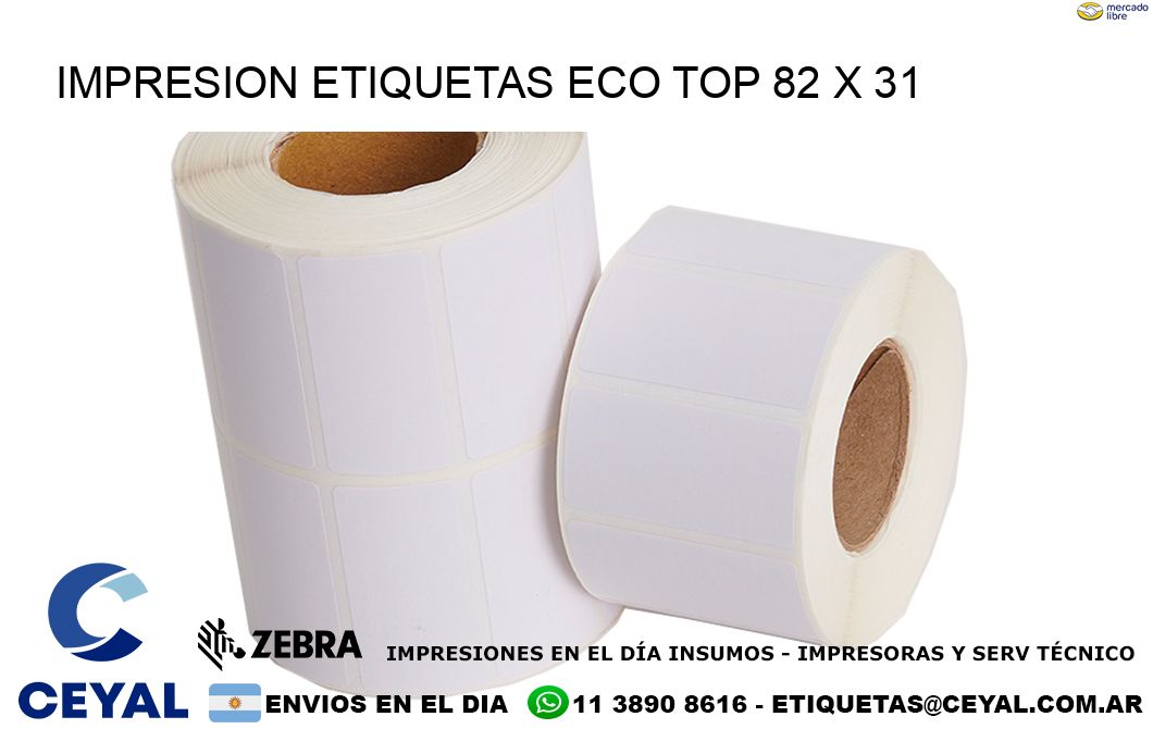IMPRESION ETIQUETAS ECO TOP 82 x 31