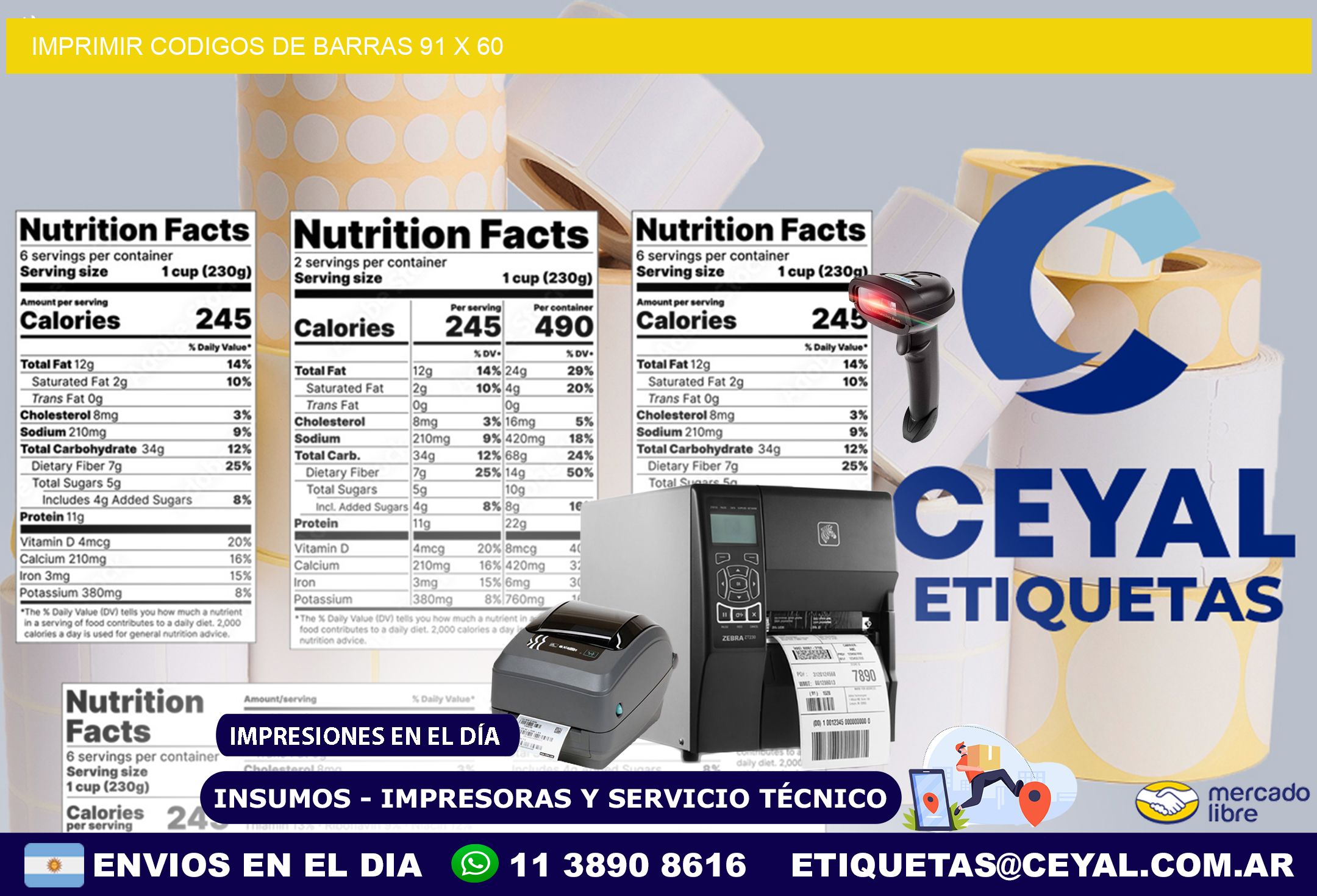 IMPRIMIR CODIGOS DE BARRAS 91 x 60