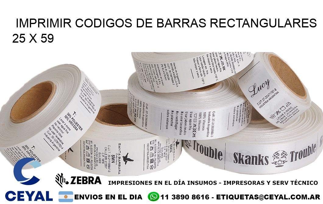 IMPRIMIR CODIGOS DE BARRAS RECTANGULARES 25 x 59