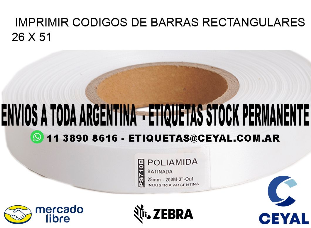 IMPRIMIR CODIGOS DE BARRAS RECTANGULARES 26 x 51