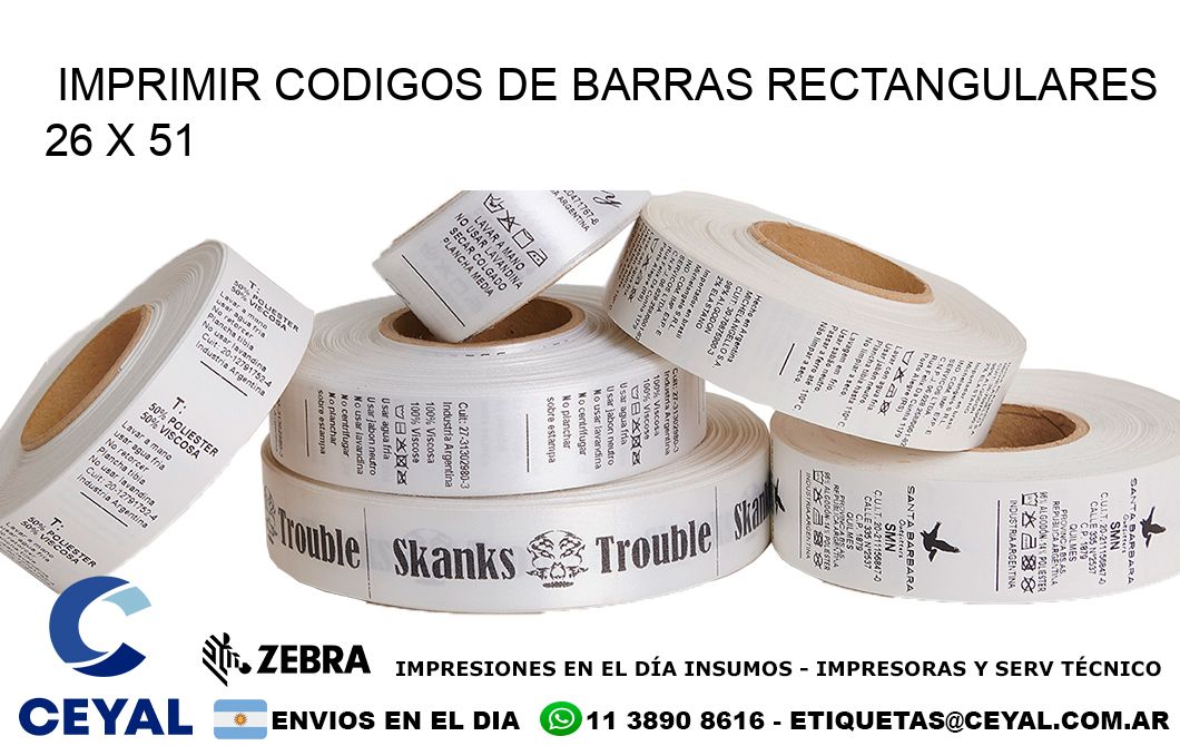 IMPRIMIR CODIGOS DE BARRAS RECTANGULARES 26 x 51