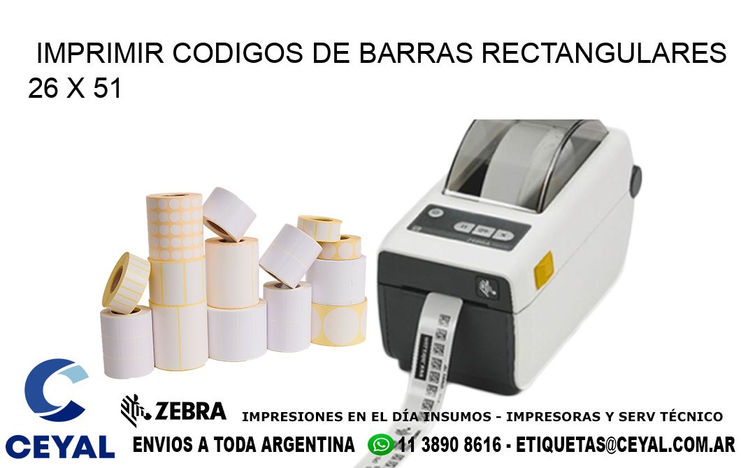 IMPRIMIR CODIGOS DE BARRAS RECTANGULARES 26 x 51