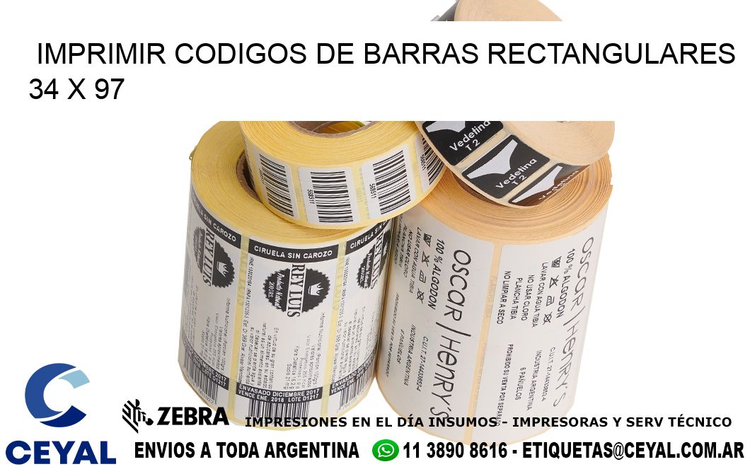IMPRIMIR CODIGOS DE BARRAS RECTANGULARES 34 x 97