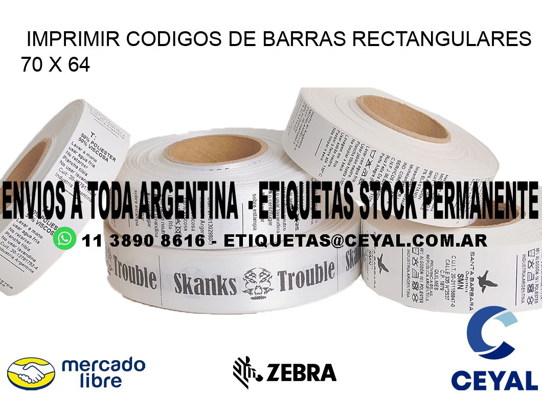 IMPRIMIR CODIGOS DE BARRAS RECTANGULARES 70 x 64