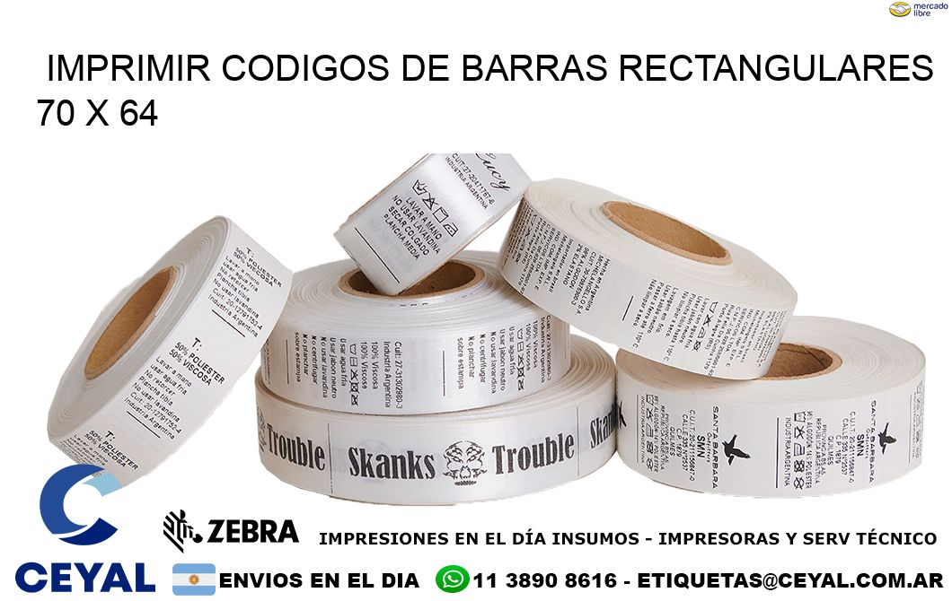 IMPRIMIR CODIGOS DE BARRAS RECTANGULARES 70 x 64